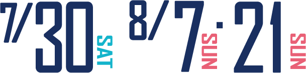 7/30(sat)・8/7(sun)・8/21(sun)